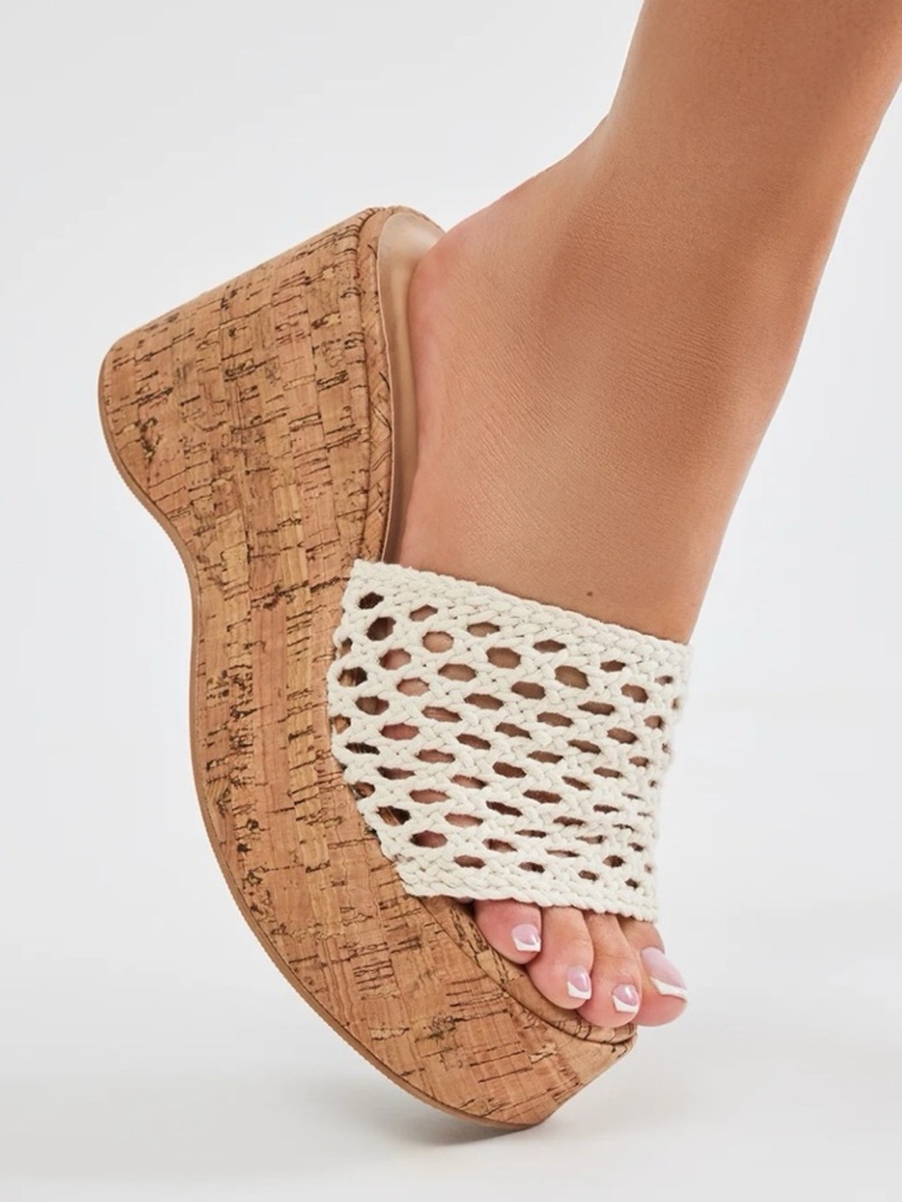 Chunky platform sandals mules chrochet detail